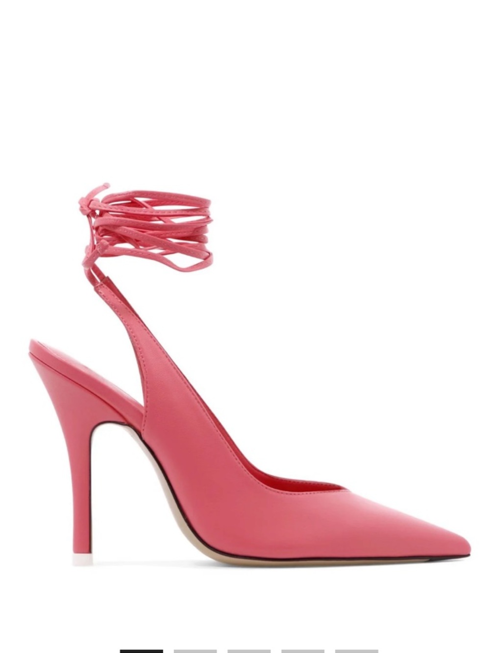 The Attico Coral Pink Pointed-Toe Stiletto Slingbacks with Wrap Straps